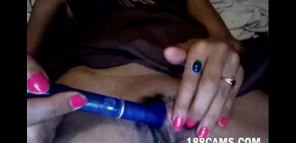  Milf with hairy pussy dark lips plays with vibe toy